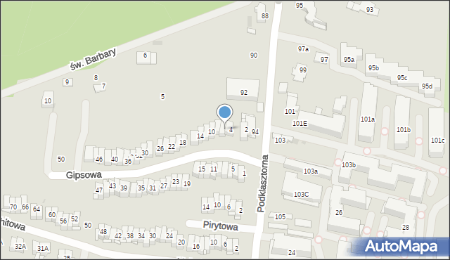 Kielce, Gipsowa, 6, mapa Kielc