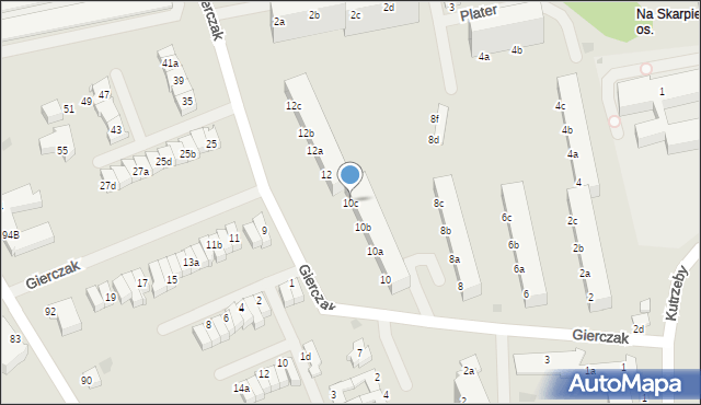 Koszalin, Gierczak Emilii, 10c, mapa Koszalina