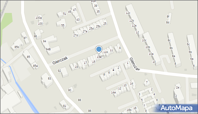 Koszalin, Gierczak Emilii, 13a, mapa Koszalina