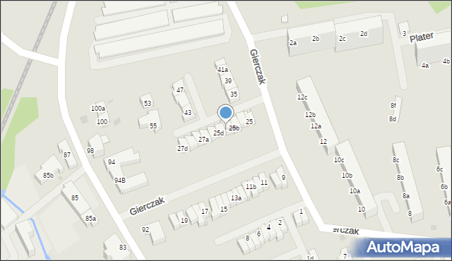 Koszalin, Gierczak Emilii, 25c, mapa Koszalina