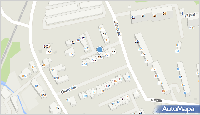 Koszalin, Gierczak Emilii, 25d, mapa Koszalina