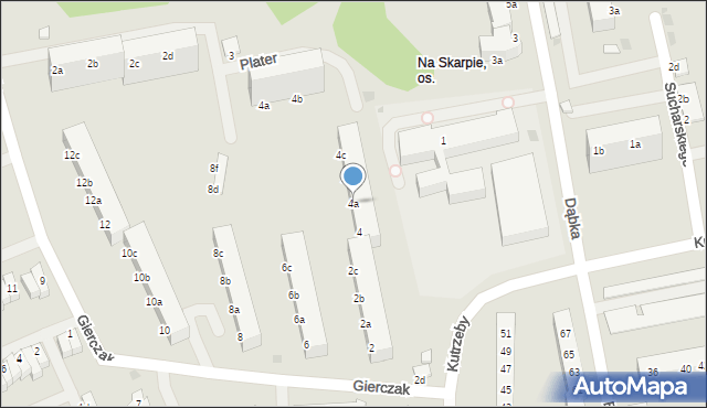 Koszalin, Gierczak Emilii, 4a, mapa Koszalina