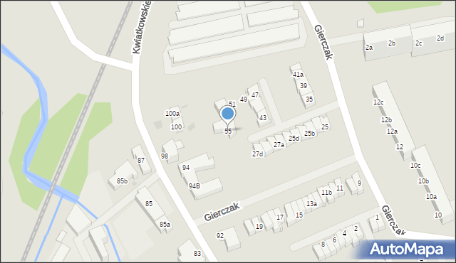 Koszalin, Gierczak Emilii, 55, mapa Koszalina