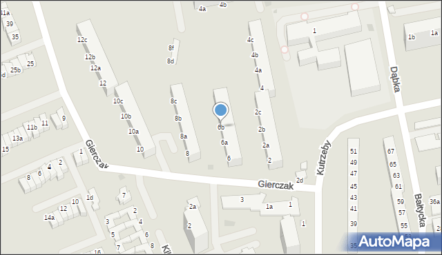 Koszalin, Gierczak Emilii, 6b, mapa Koszalina