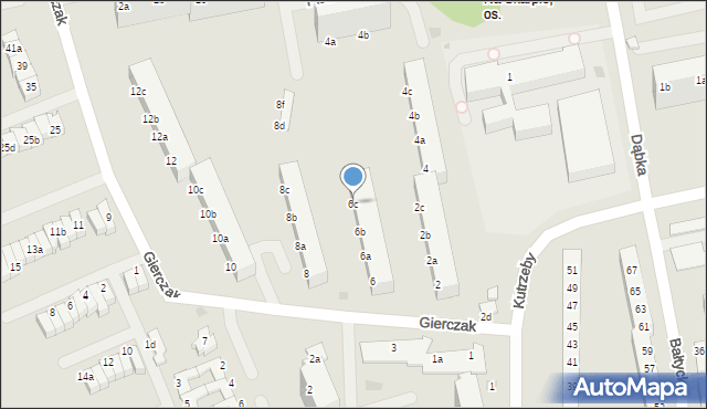 Koszalin, Gierczak Emilii, 6c, mapa Koszalina