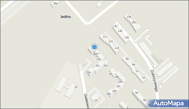 Koszalin, Giełdowa, 22b, mapa Koszalina