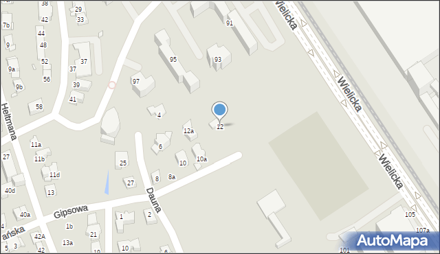 Kraków, Gipsowa, 12, mapa Krakowa