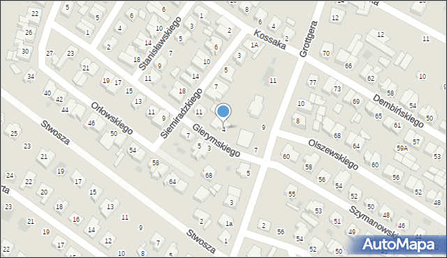 Leszno, Gierymskiego Maksymiliana, 4, mapa Leszno