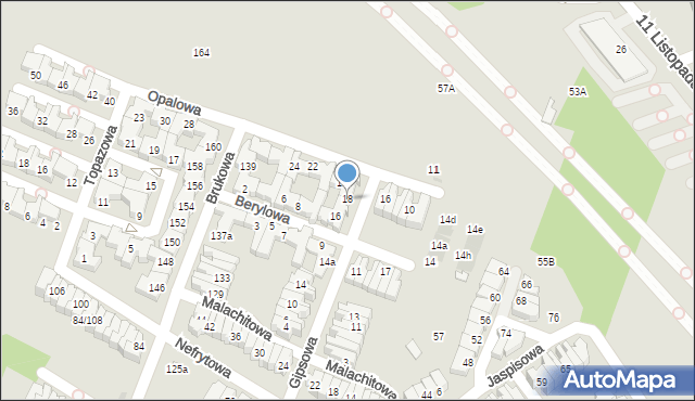 Łódź, Gipsowa, 18, mapa Łodzi