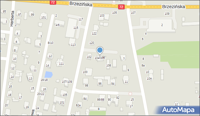 Łódź, Giewont, 104/106, mapa Łodzi