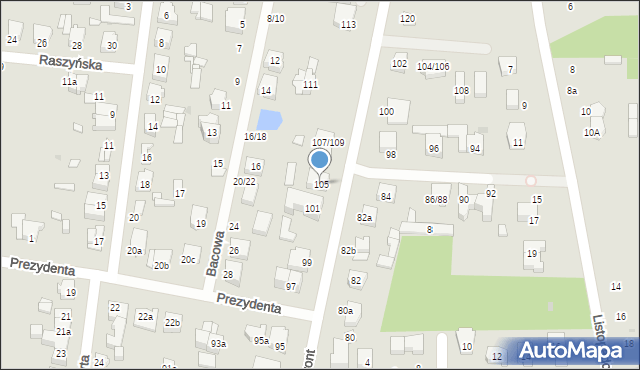 Łódź, Giewont, 105, mapa Łodzi