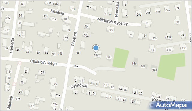 Łódź, Giewont, 68a, mapa Łodzi
