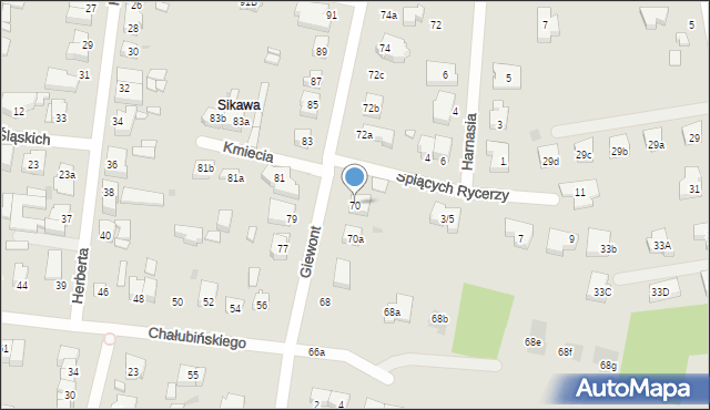 Łódź, Giewont, 70, mapa Łodzi