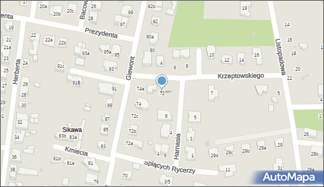 Łódź, Giewont, 72, mapa Łodzi