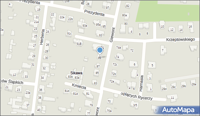 Łódź, Giewont, 89, mapa Łodzi