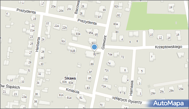 Łódź, Giewont, 91, mapa Łodzi