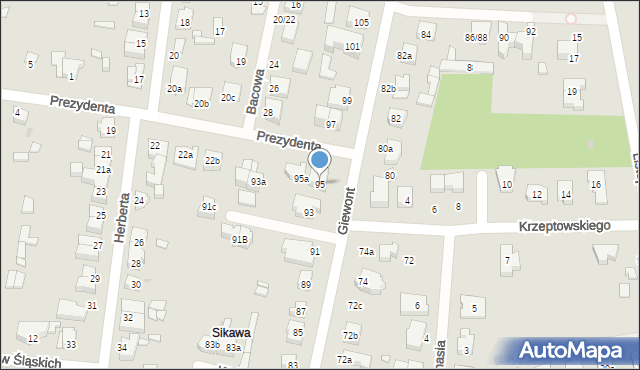 Łódź, Giewont, 95, mapa Łodzi