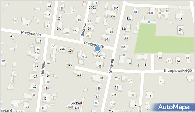 Łódź, Giewont, 95a, mapa Łodzi