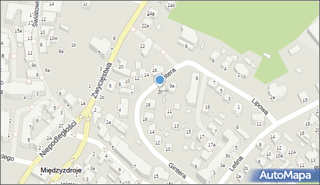 Międzyzdroje, Gintera Józefa, 20, mapa Międzyzdroje