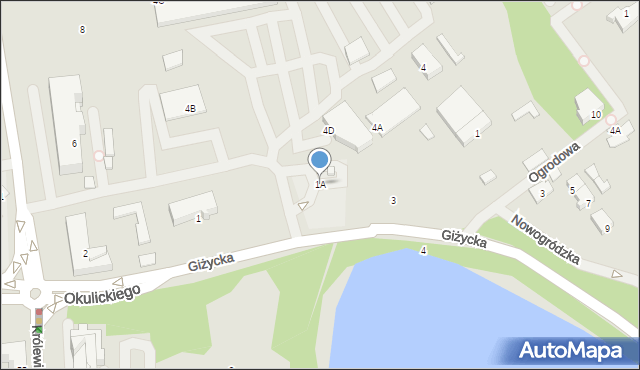 Mrągowo, Giżycka, 1A, mapa Mrągowo