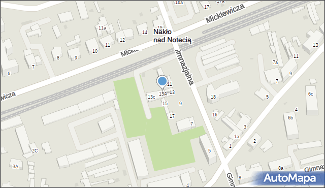 Nakło nad Notecią, Gimnazjalna, 13A, mapa Nakło nad Notecią