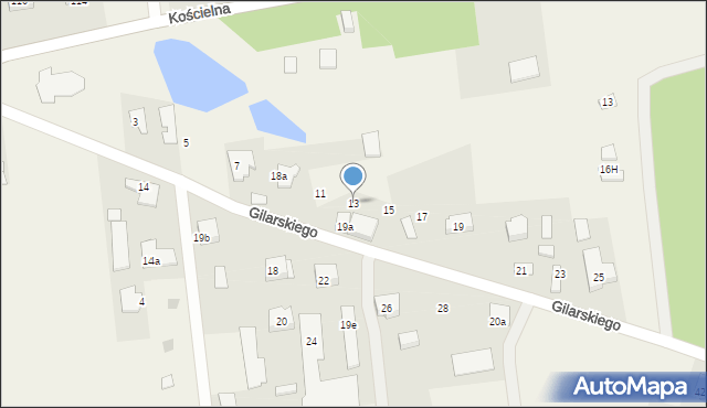 Nowe Załubice, Gilarskiego Kazimierza, gen., 13, mapa Nowe Załubice