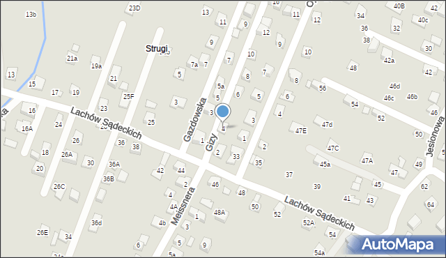 Nowy Sącz, Gizy Józefa, gen., 4, mapa Nowego Sącza