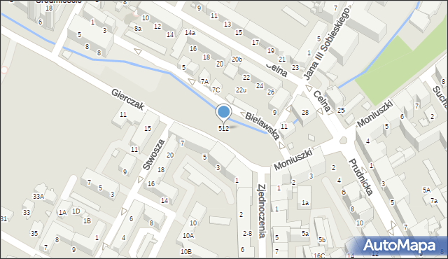 Nysa, Gierczak Emilii, 512, mapa Nysy