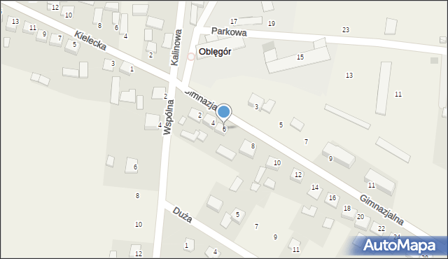 Oblęgorek, Gimnazjalna, 6, mapa Oblęgorek