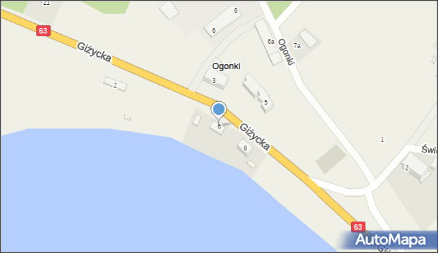 Ogonki, Giżycka, 6, mapa Ogonki