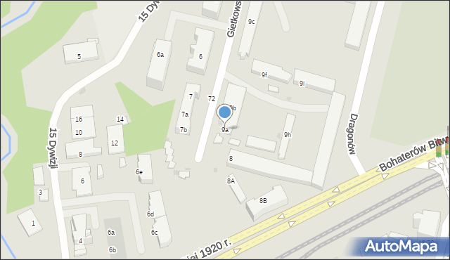Olsztyn, Gietkowska, 9a, mapa Olsztyna