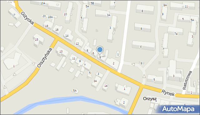 Orzysz, Giżycka, 4, mapa Orzysz