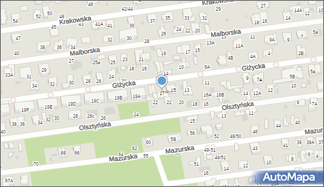Otwock, Giżycka, 17, mapa Otwock