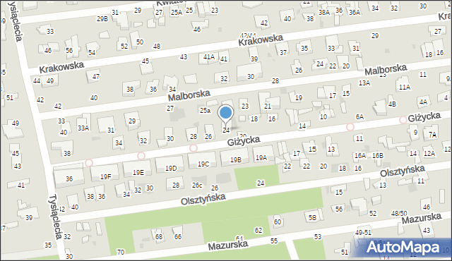 Otwock, Giżycka, 24, mapa Otwock