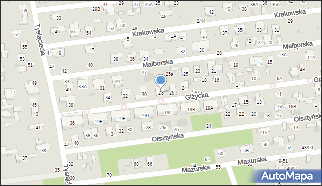 Otwock, Giżycka, 28, mapa Otwock