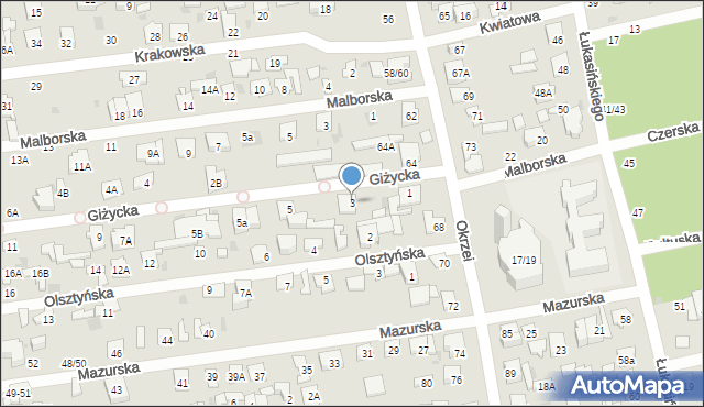 Otwock, Giżycka, 3, mapa Otwock