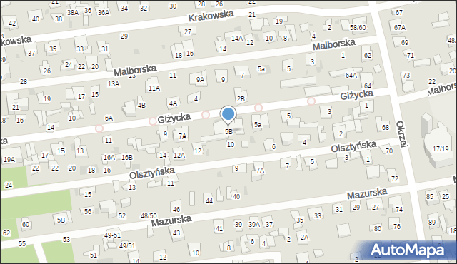 Otwock, Giżycka, 5B, mapa Otwock