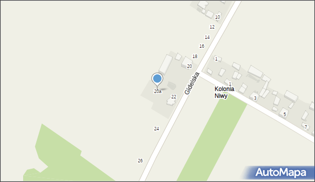 Piaski, Gidelska, 20a, mapa Piaski