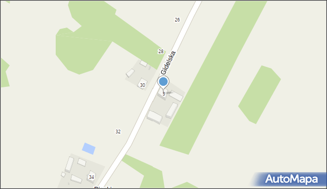 Piaski, Gidelska, 3, mapa Piaski