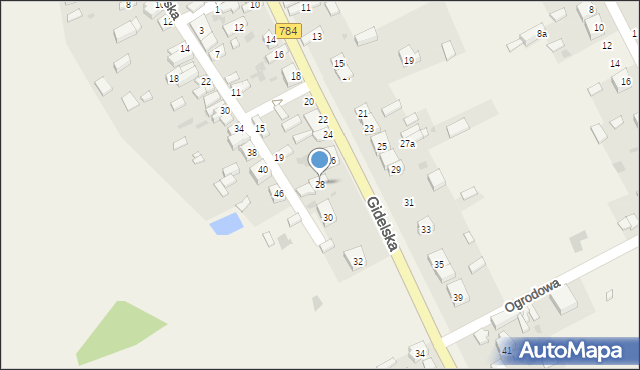 Pławno, Gidelska, 28, mapa Pławno