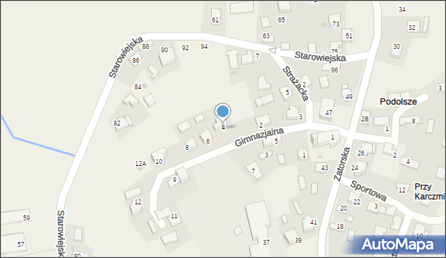 Podolsze, Gimnazjalna, 4, mapa Podolsze