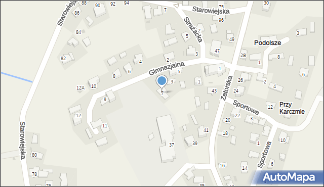 Podolsze, Gimnazjalna, 7, mapa Podolsze