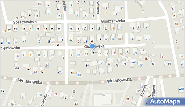 Radom, Gielniowska, 17, mapa Radomia