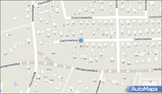Radom, Gielniowska, 35, mapa Radomia