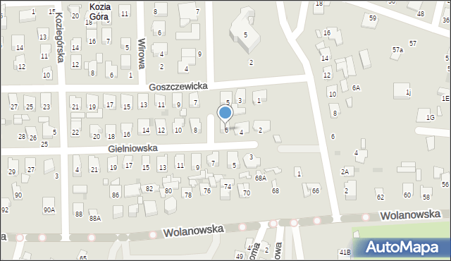 Radom, Gielniowska, 6, mapa Radomia