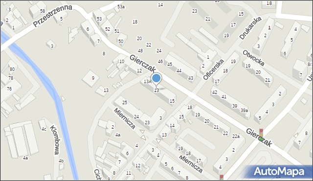 Szczecin, Gierczak Emilii, 13, mapa Szczecina