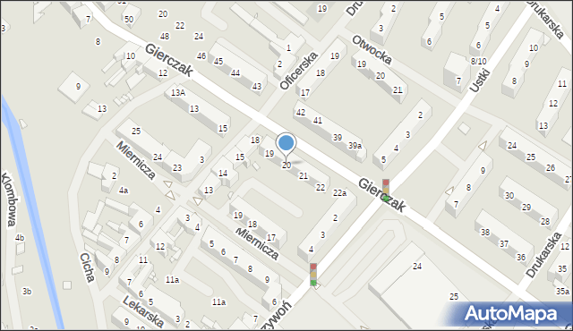 Szczecin, Gierczak Emilii, 20, mapa Szczecina