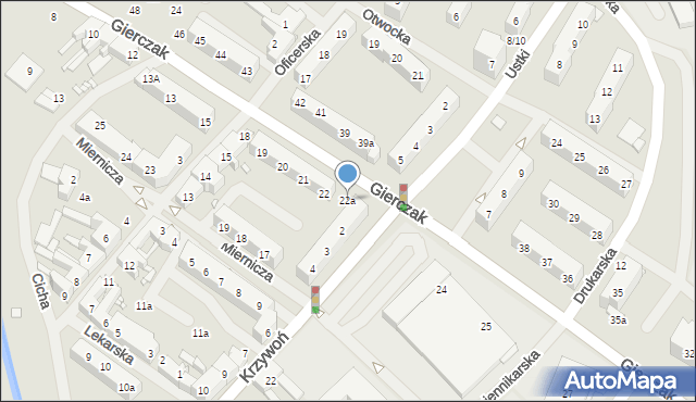 Szczecin, Gierczak Emilii, 22a, mapa Szczecina