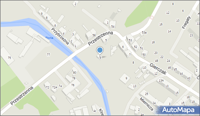 Szczecin, Gierczak Emilii, 3, mapa Szczecina