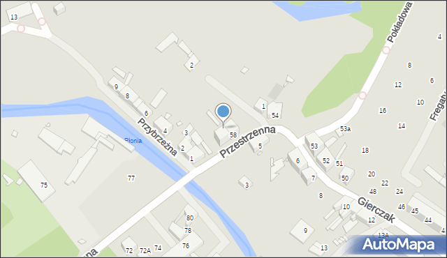 Szczecin, Gierczak Emilii, 58A, mapa Szczecina